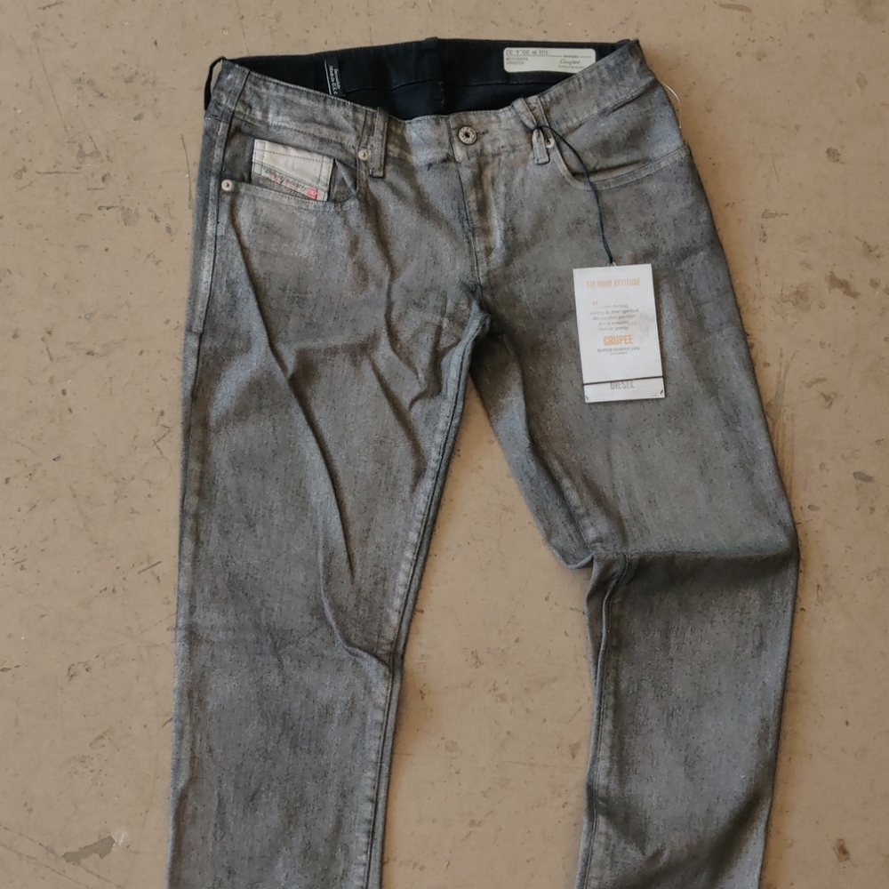 Diesel Grupee Super Slim Skinny Jeans Silver Grey
